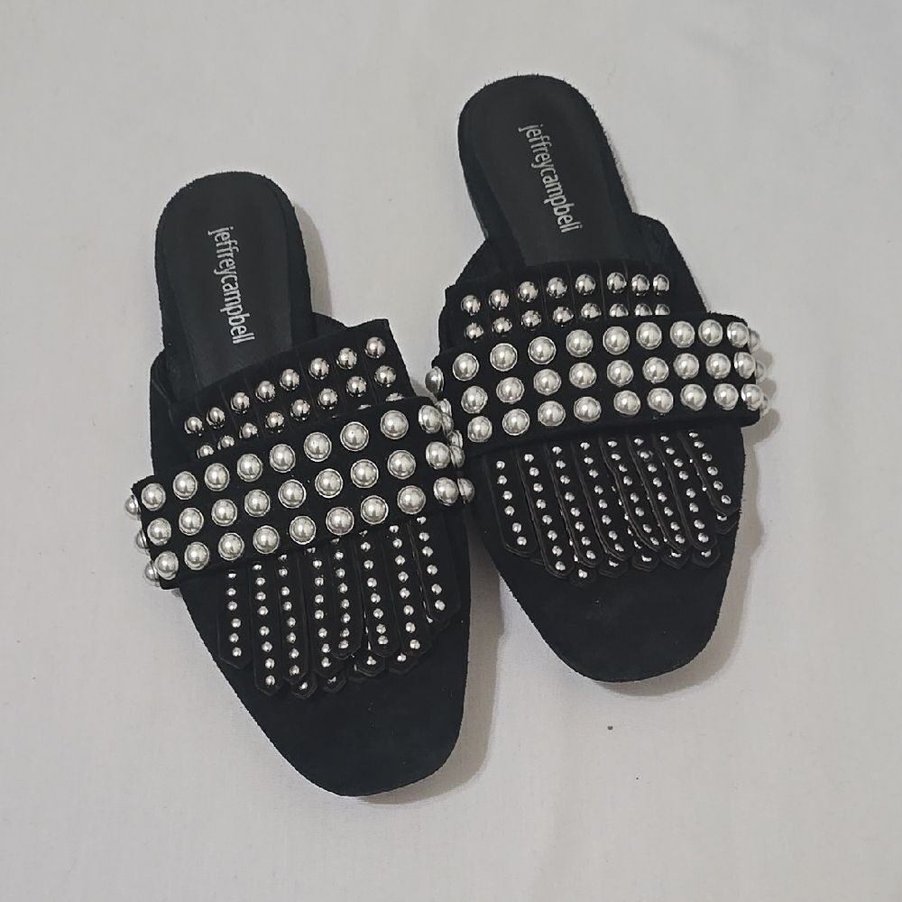 Jeffrey Campbell‎ Black Mules with Silver Embellishments